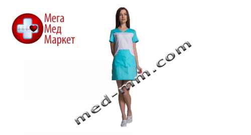 Купить Медицинский халат женский Сидней белый/мятный №89 цена, характеристики, отзывы